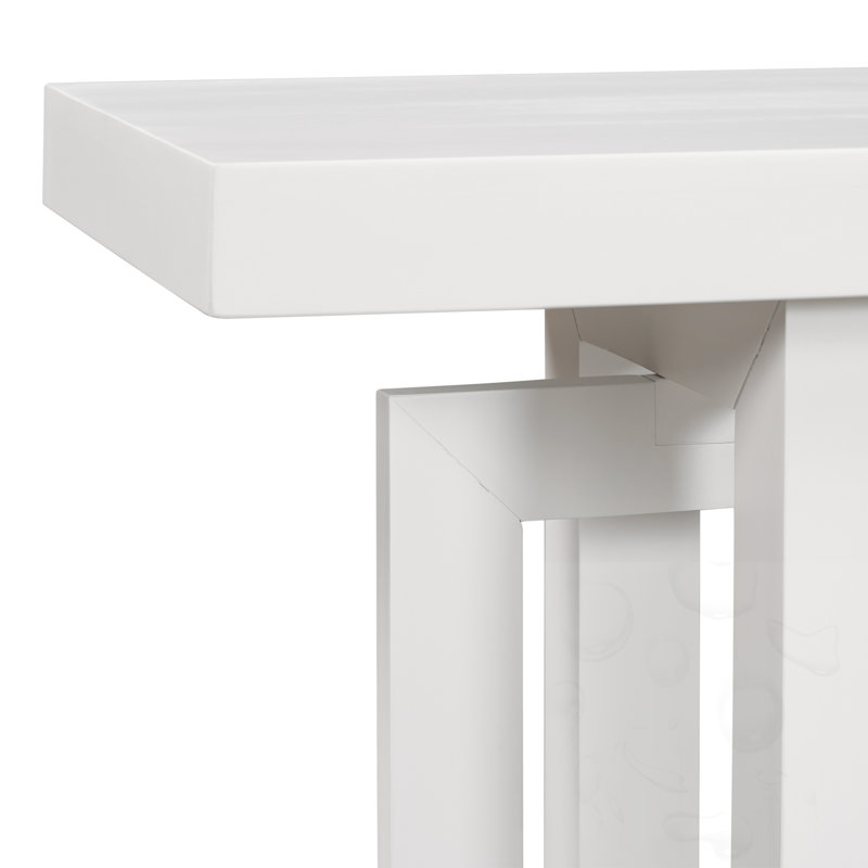 Console en bois avec motif triple rectangulaire, Blanc, Blanc
