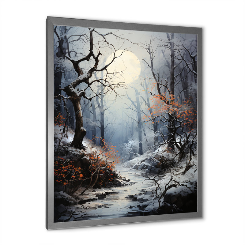 Moonlit Shadows In Winter IV sur toile, Cadre photo argenté, H 32 po x l 24 po x P 1 po