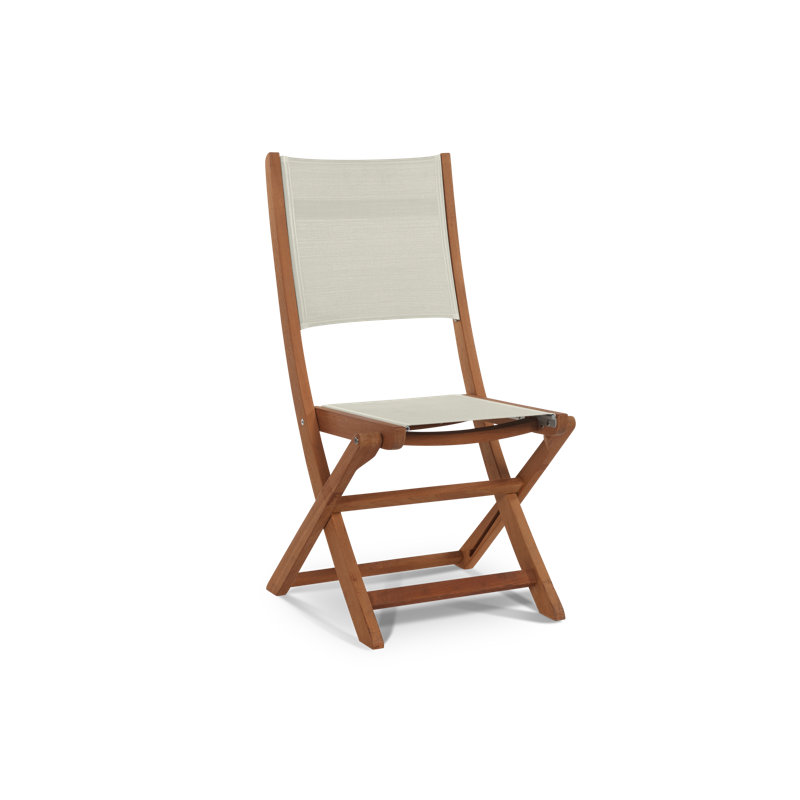 Stella Folding Teak Patio Dining Chair, White