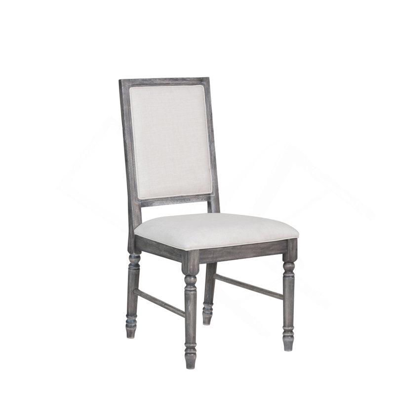 Ensemble de 2 chaises d'appoint en lin crème et gris vieilli Leventis