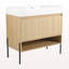 Ensemble de meuble-lavabo 36 po avec lavabo simple en résine, ensemble d'armoires de rangement modernes 2 portes, bois massif multicouche, chêne