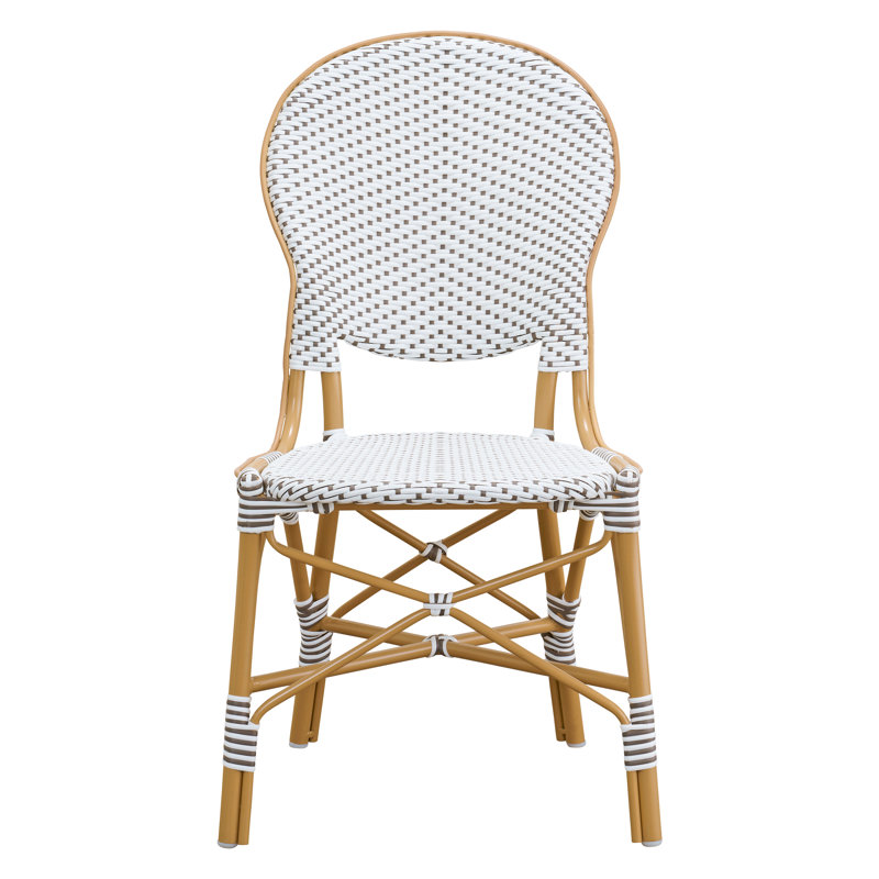 Chaise d'appoint Isabell, Blanc à pois cappuccino, Amande