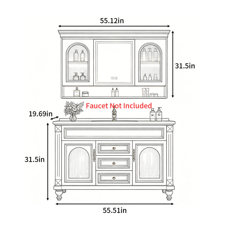 Meuble-lavabo de style français rétro