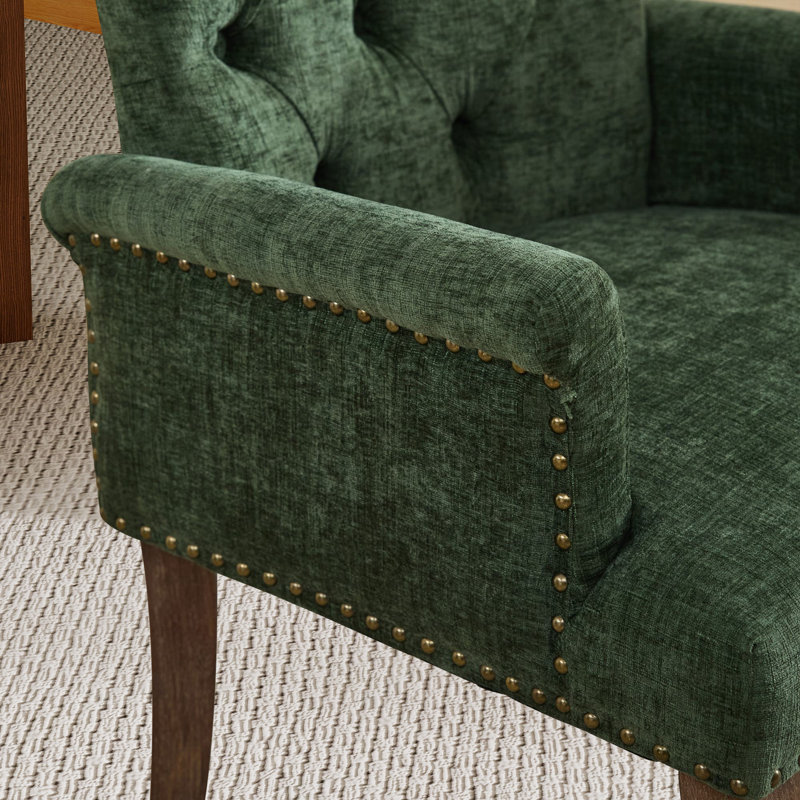 Ensemble de 2 chaises d'appoint en chenille, Vert olive