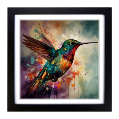 Hummingbird Abstract - Single Picture Frame Print on Wood