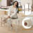 24'' Bar Stools Set of 2 w/ Footrest Rubber Wood Frame for Kitchen Island-1506530124