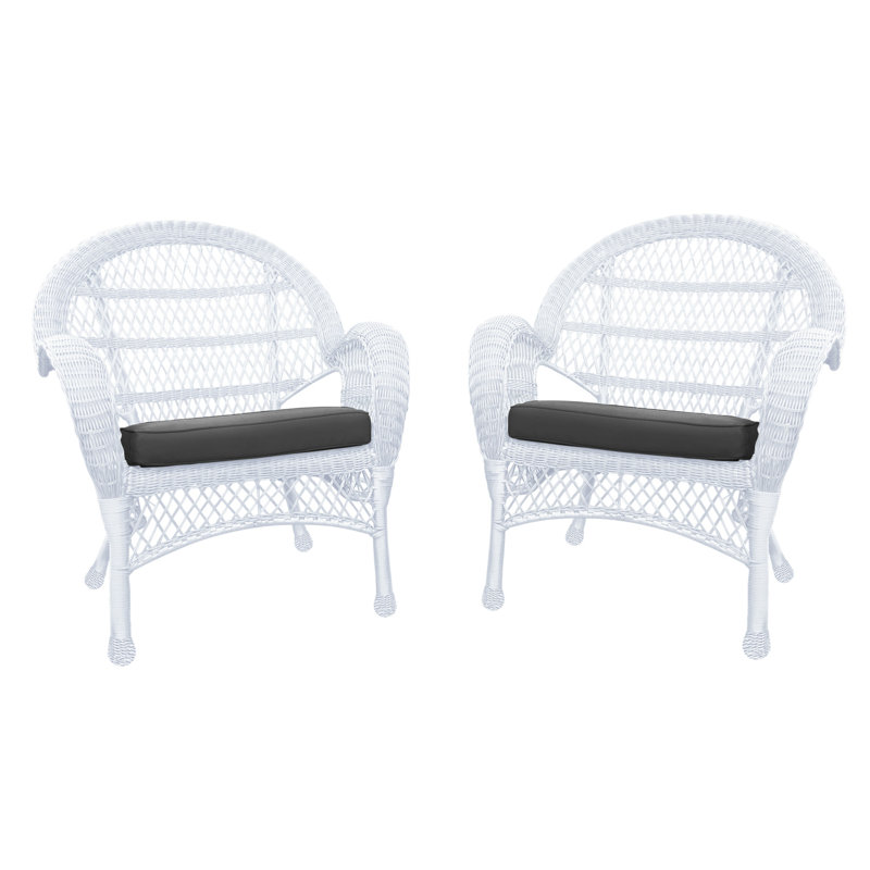 Maltby Wicker Outdoor Lounge Chair, Black, White