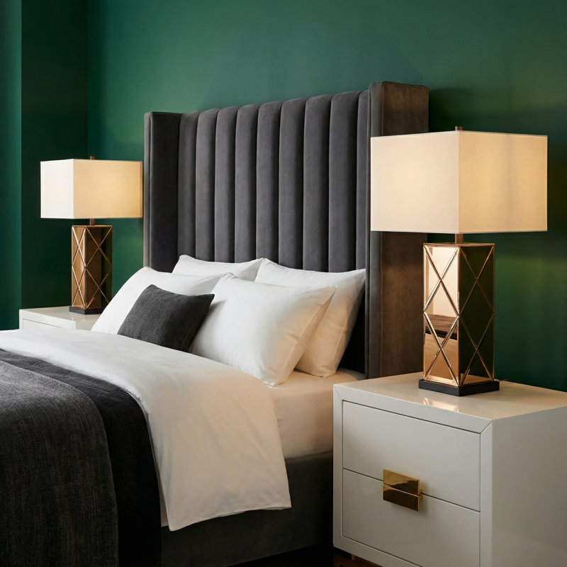 31" Metal Table Lamp With White Shade