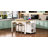 Kitchen Island With Extendable Dining Table, Rubber Wood Veneer Kitchen Table With Internal Storage Rack, Power Outlet, Kitchen Island With Storage 2 Drawers 2 Cabinet-1568628626