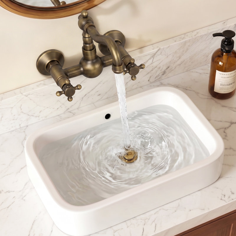 Two-Handle Bathroom Sink Faucet, Wall-Mounted Bathroom Faucet