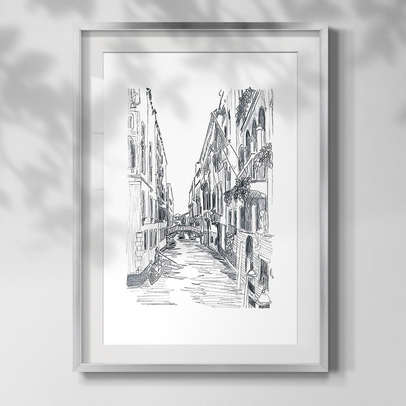 «Stone Aperture IV», reproduction encadrée, Papier avec cadre argenté, Blanc