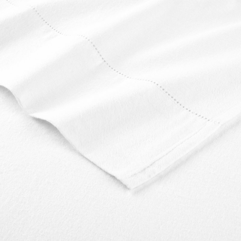 Pointehaven 180 GSM Cotton White Flannel Deep Pocket 4 pc Sheet Set, Queen, Queen Sheet Set with 2 Pillowcases, White