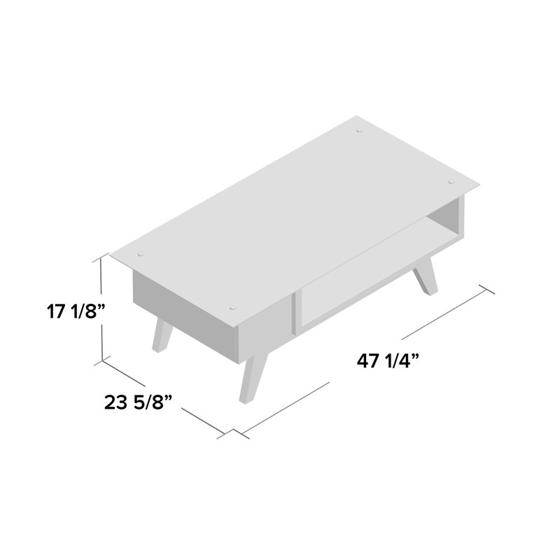 Alijah Four Leg Coffee Table with Storage, Grey