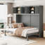Grand lit escamotable mural avec armoires supérieures, gris-51330576-51330590