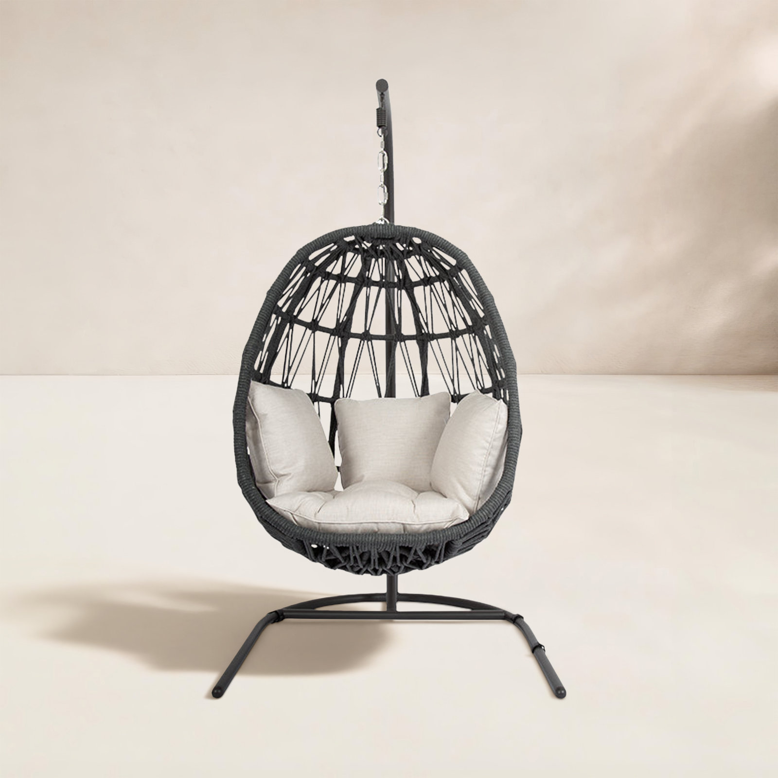 Milano 1 Person Sunbrella® Egg Chair with Stand, Echo Ash Sunbrella®, Slate