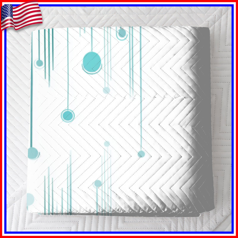 Falling Circles Lines Quilted Bedspread All Sizes, King