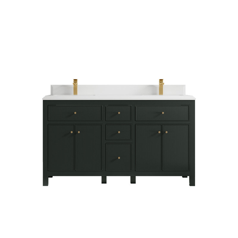 Ensemble de meuble-lavabo double 60 po Sonoma, Quartz blanc