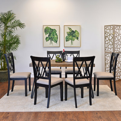 5-Piece Dining Set: Hairpin Table & 4 Cross-Back Chairs, Rich Black