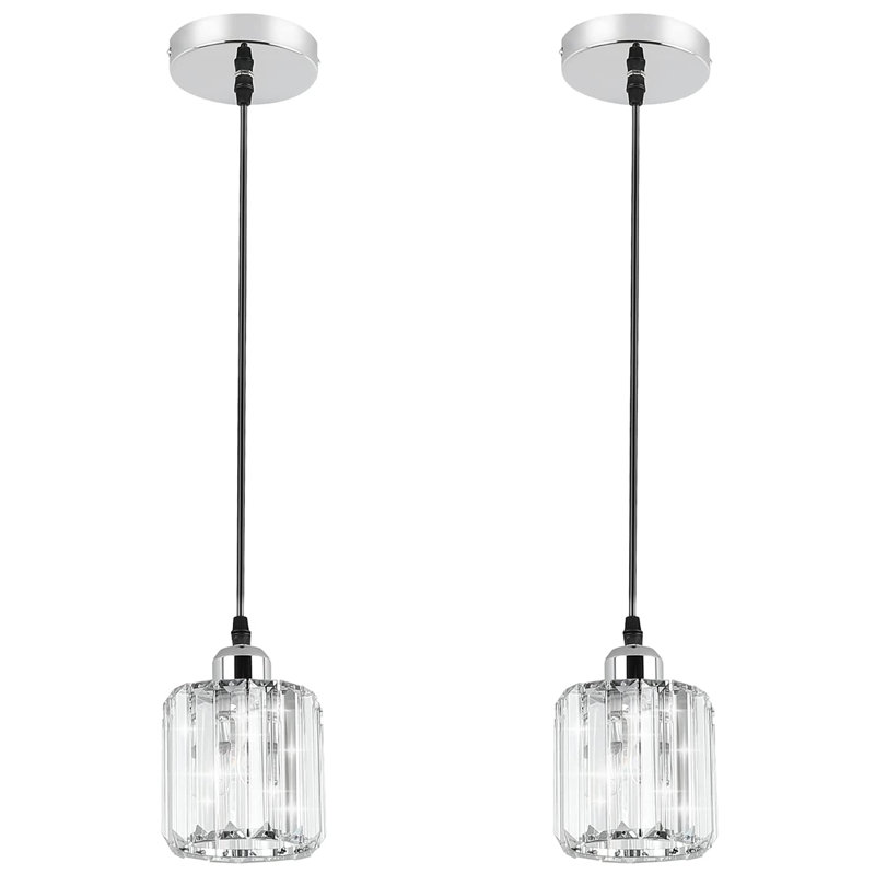 Luminaire suspendu cylindrique 2 lumières Kayle, Chrome