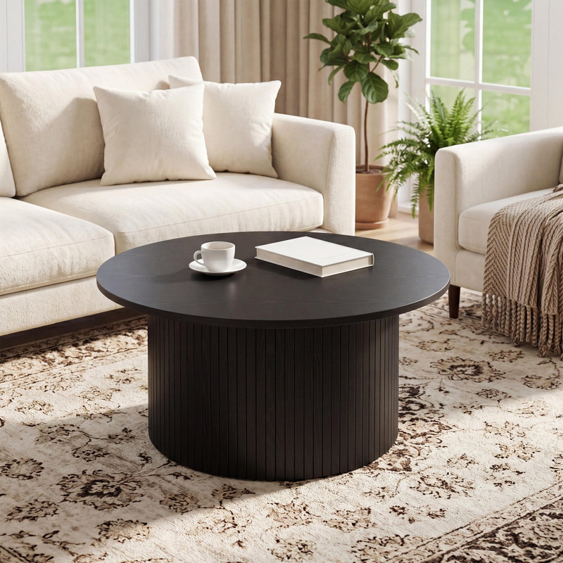 Table basse à tambour Mid-Century, Noir