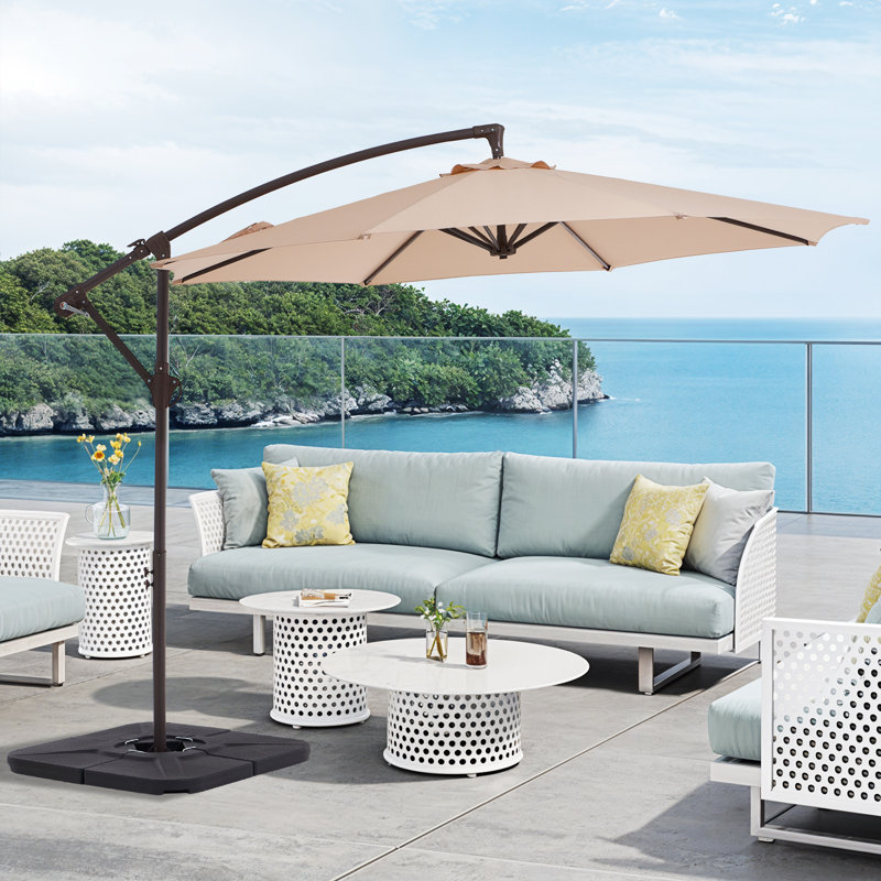 Parasol rond en porte-à-faux 120 po Cheryl-Ann, Beige