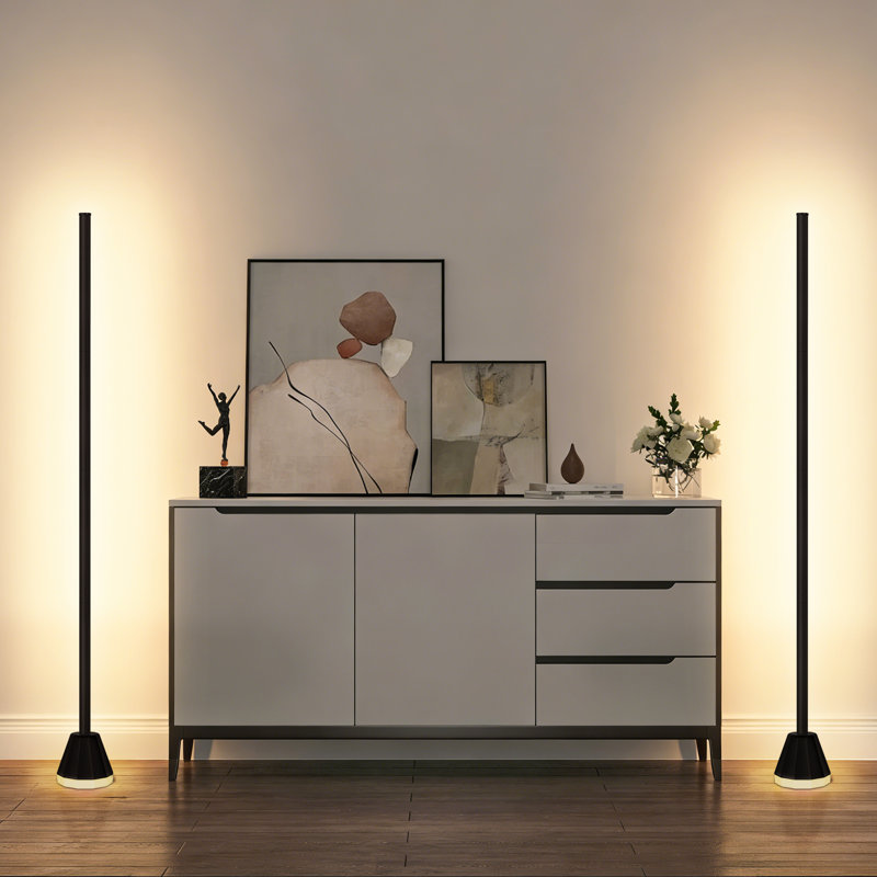 57" Dimmable LED Novelty Corner Floor Lamp with Remote and APP Control （Set of 2）