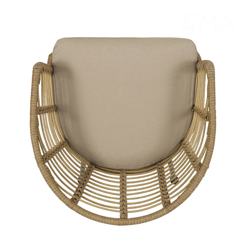 Ensemble de 2 chaises de patio d'extérieur en rotin de polyéthylène avec coussins résistants à l'eau Randy Modern