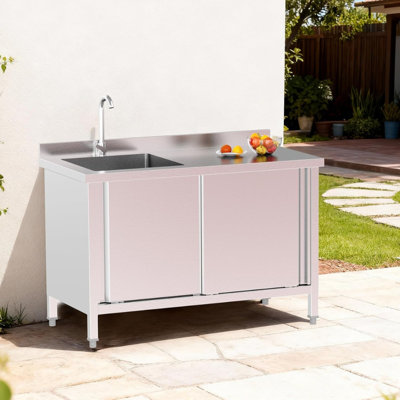 47.2 In. Freestanding Stainless Steel Sink Utility Sink With Storage Cabinet