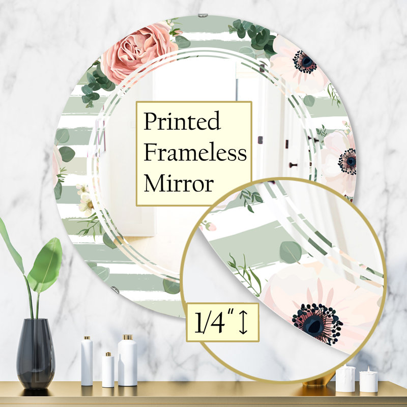 Triple C Cottage Americana Frameless Wall Mirror, Triple C Floral V French Country, 31.5" H x 31.5" W