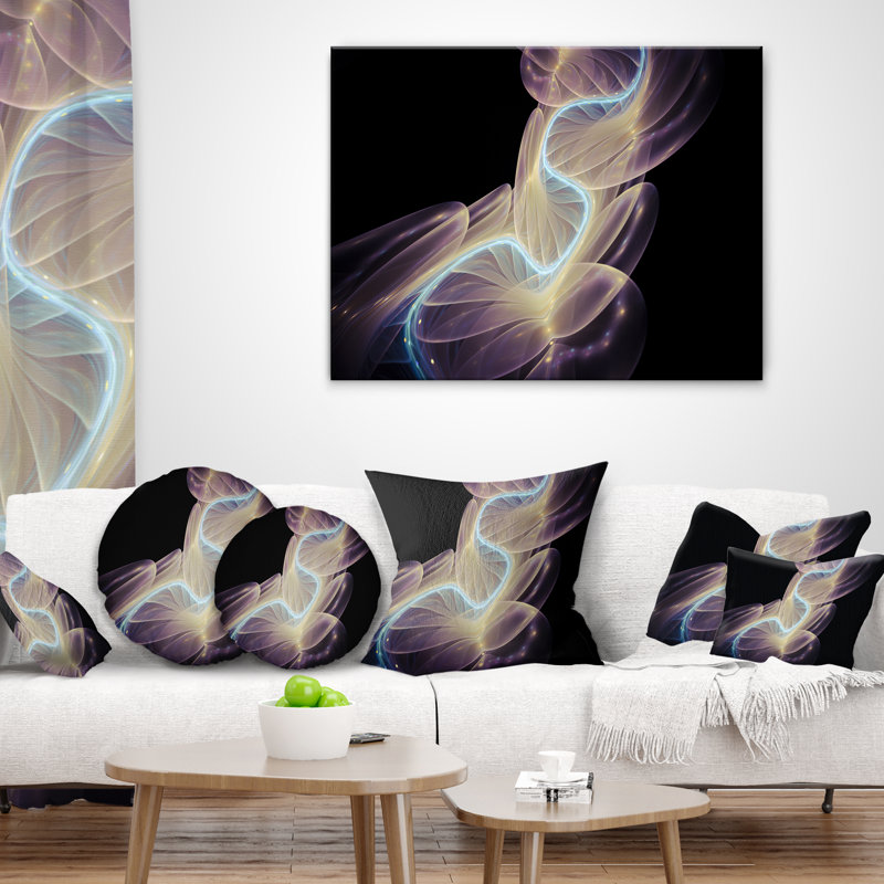 Coussin abstrait à motif abstrait fractal, 16 po x 16 po, Coussin décoratif
