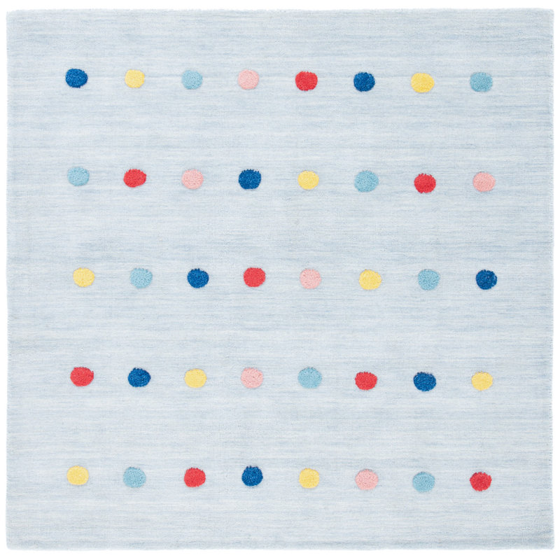 Tapis tissé à la main 70% laine, 20% latex, 10% coton Cuyahoga, Carré 5 pi