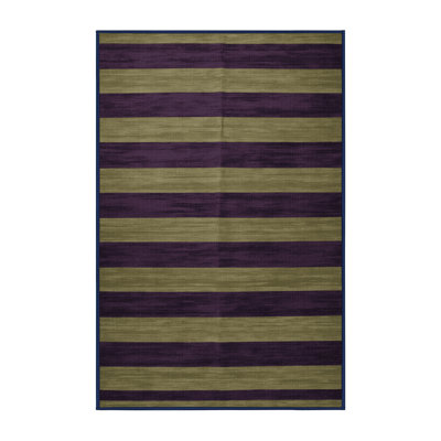 Machine Washable Horizontal Stripes Purple Area Rug