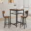 Table de bar, équipée de 2 tabourets de bar, avec dossier et cloison (brun rustique)