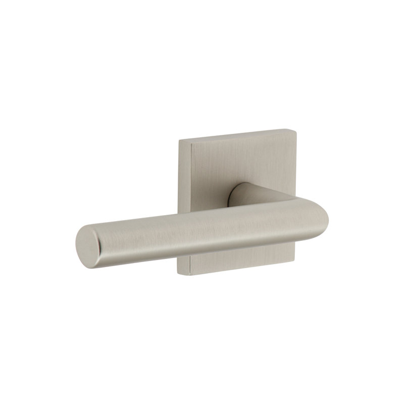 Viaggio Quadrato Rosette Passage (Hall & Closet) with Moderno Lever, Left, 2.375", Satin Nickel