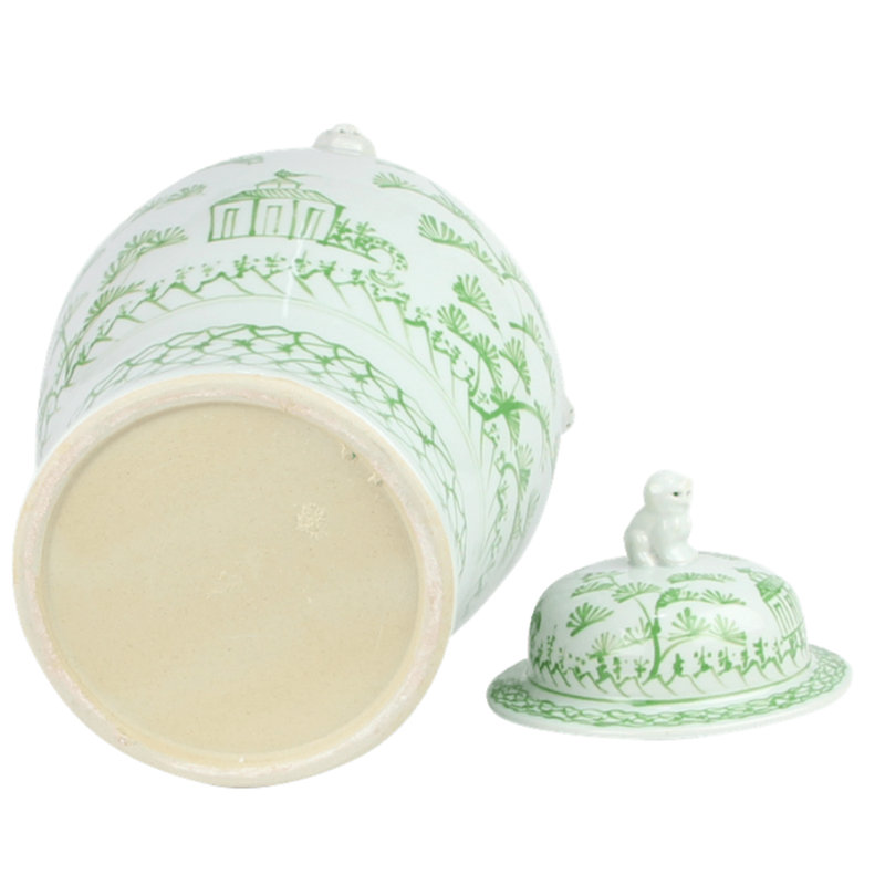 Handmade Porcelain China Jar, Green