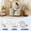 Fauteuil inclinable pivotant électrique à bascule - Rotation à 270°, port de chargement USB, revêtement en similicuir, dossier capitonné, poches latérales, accoudoirs épais à double couche, beige clair