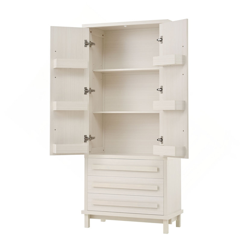 70" Kitchen Pantry Cabinet with 2 Cabinet Shelves,Luxurious Wooden Cupboard with 6 Door Shelves and 3 Drawers for Kitchen, Dining Room