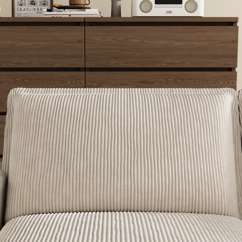 Salon moderne beige avec assise confortable et profonde en tissu haut de gamme