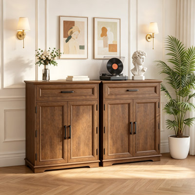 1Drawer 2-Door Accent Cabinets Chests SET with Storage for Living Room,Kitchen,Entryway,Dining Pantry Cabinet with 4 Hanging Shelves