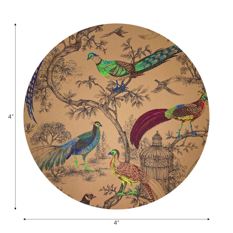 Sous-verres ronds en cuir végétal, Moutarde