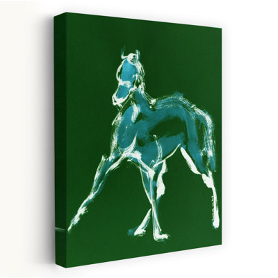 Abstrait cheval bleu abstrait, impression d'art contemporain cheval audacieux