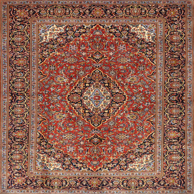 Tapis oriental rouge / noir Khadeeja, Carré de 6 pi