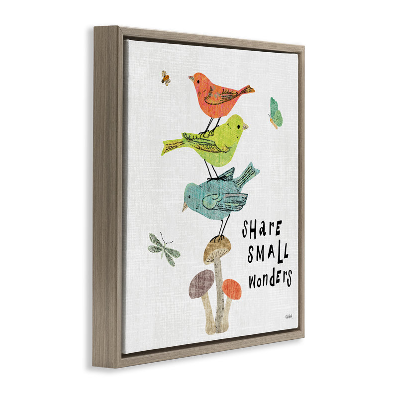 «Small Wonders», art mural encadré flottant par Sue Schlabach, H 25 po x l 25 po, Cadre flottant orme Montalcino