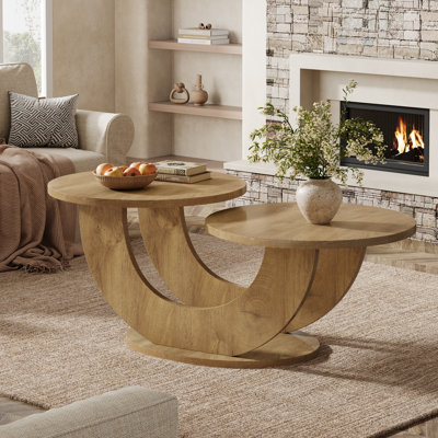 45" Round Coffee Table with Storage, Low Center Table for Living Room