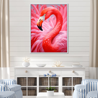 «Pink Flamingo Haven», reproduction d'art sur toile encadrée