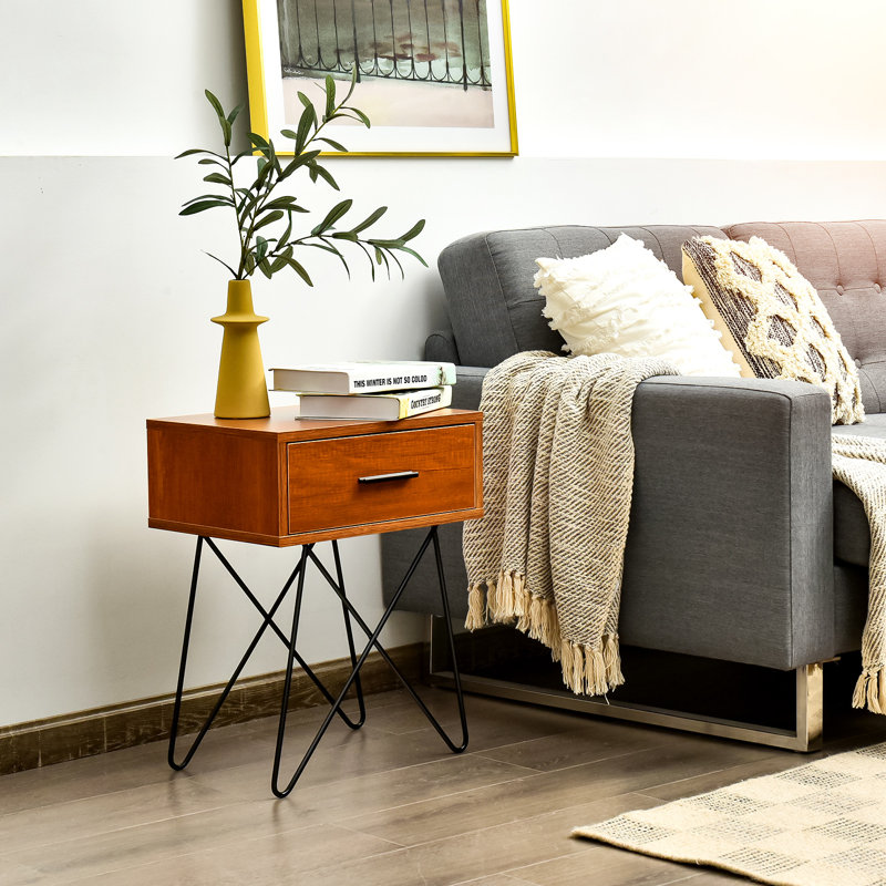 Jennette 40 cm W Steel Bedside Table