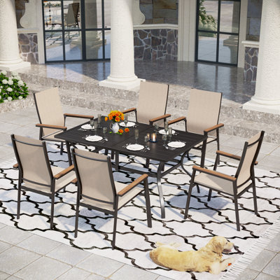 Alyah 6 - Person Rectangular 60" Long Aluminum Dining Set