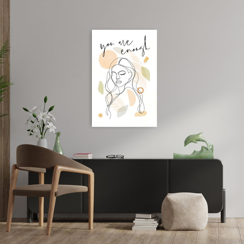 Empowering Woman Enough Abstract Minimalist Modern Landscape Nature Wall Art Print 1 Piece Wrapped Canvas Wall Art