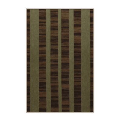 Machine Washable Checkered Brown Area Rug