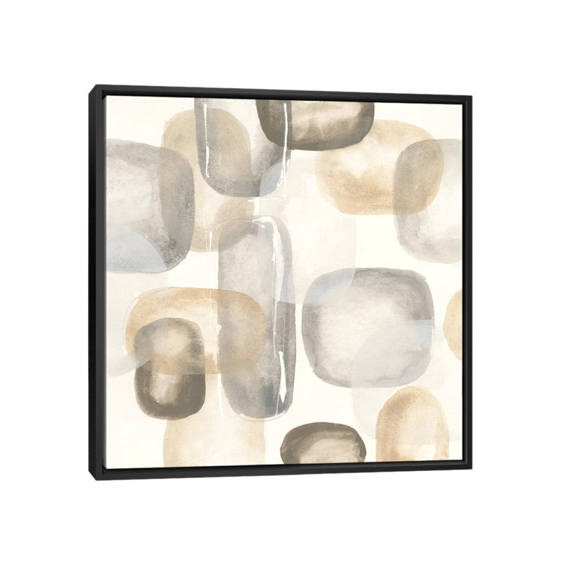 Ii, impression sur toile tendue Neutral Stones, H 37 po x l 37 po x P 1,5 po, Toile encadrée noire, Pas de tapis